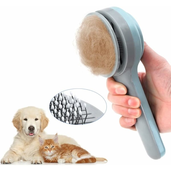 Pelsbørste til katte, børste til kort og langt hår, selvrensende, til fjernelse af pels, til hunde