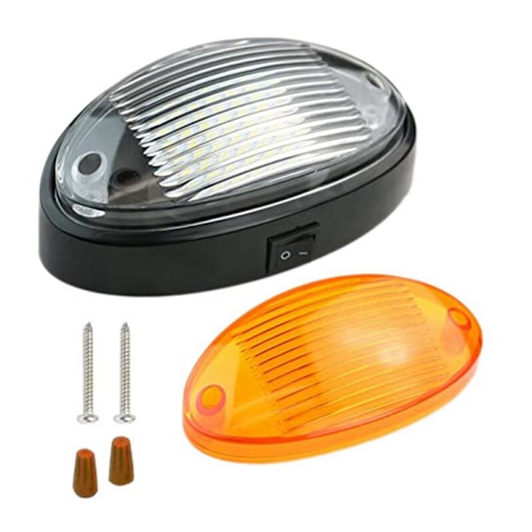 12V LED-lys 400 Lumen lysarmatur med afbryder campingvogn autocamper båd markise tunnel klar og linse