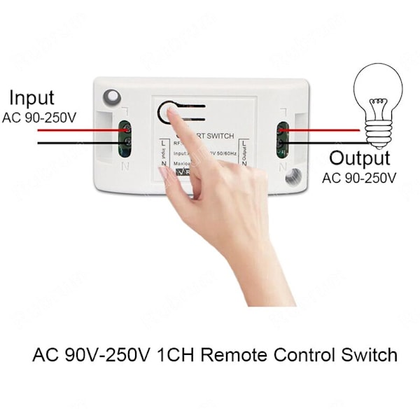 Smart Lysbryter RF 433MHz Fjernkontroll AC 110V 220V Mottaker Trykknapp Soverom Taklys Bryter