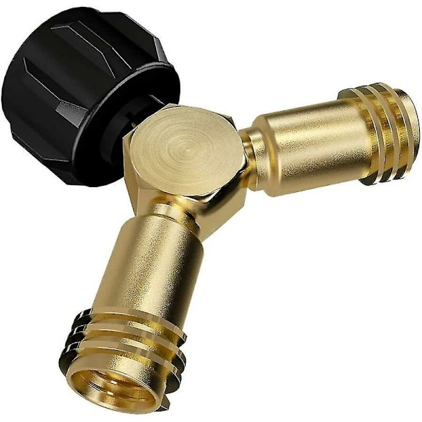 Propan Tank Y-splitter, Propan Adapter 2-veis Ventil For En 20lb LP Gassylinder Tilkobling Av 2 Apparater, Grill