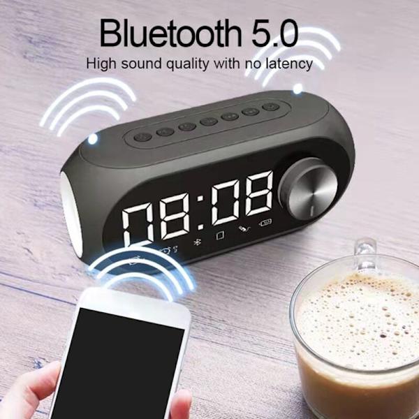 Sovrumsväckarklocka med färgad nattlampa, dubbelt alarm, dimmer, sovtimer, FM-radio Vit