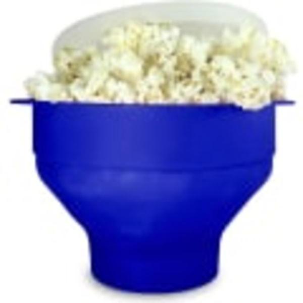 Silikone sammenklappelig popcornskål blå