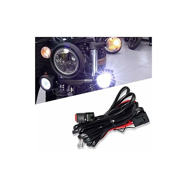 Universal LED-kabelsett med bryter og relé, 2 lampetilkoblinger for motorsykkelkjørelys, ekstra arbeidslys, 1 stk
