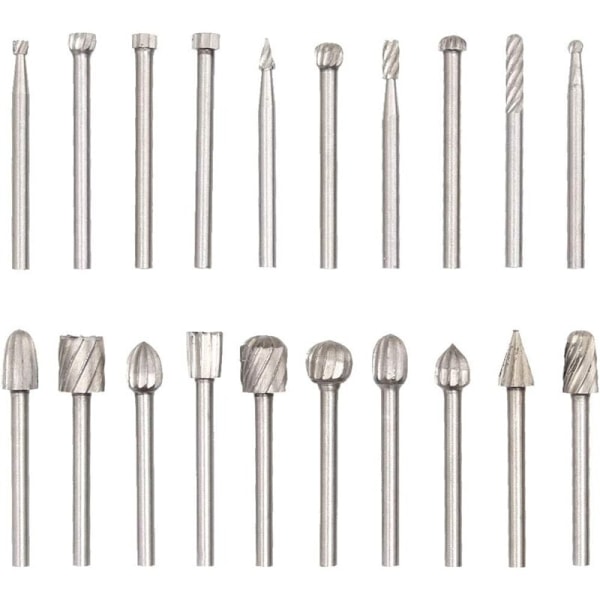 20 st Hss-roterande fräsar, diamantfräs, träfräs med 3 mm skaft för Dremel, Dremel-tillbehör roterande verktyg för DIY-snickeri, gravyr -