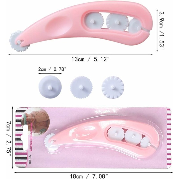 Fondant Pastry Roulette Cake Fondant Cutter Fondant Embossing Fondant Icing Embosser Rollers Cutting Ribbon Modeling Tool for Cakes Decorating 3pcs