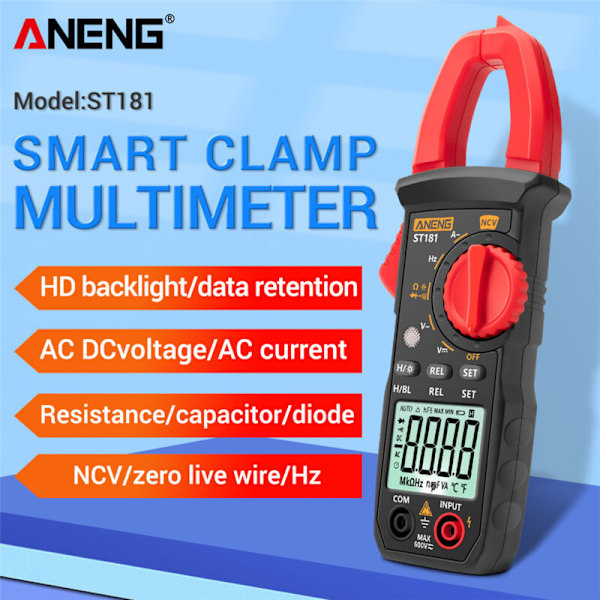 ST181 Digital Tångmätare DC/AC Ström 4000 Räkningar Multimeter Amperemeter Spänningstestare Bil Amp Hz Kapacitans