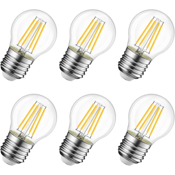 E14 LED-lampa Vintage LED-lampa, E27 LED-glödlampa, 6W G45 Mini Golf Globe-lampa, 60W motsvarande, 806LM, 2700K varmvit, ej dimbar, (6-pack