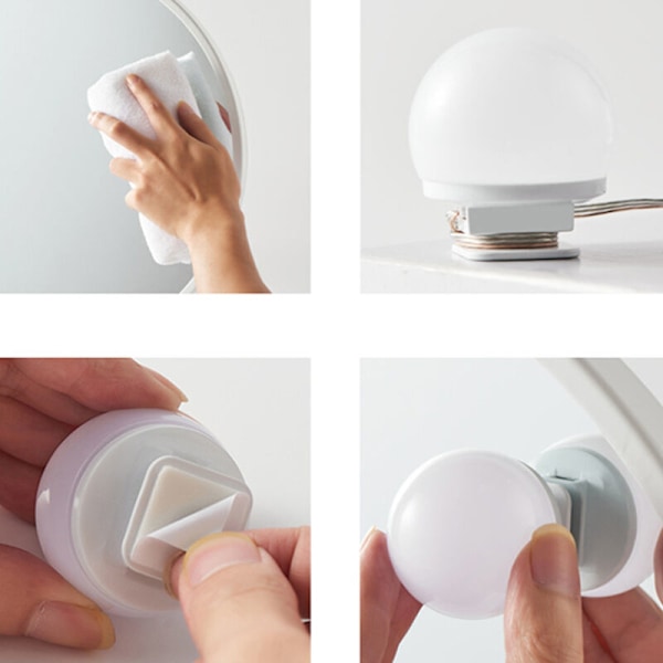 Speilbelysning, Natseekgo 12 Pærer Hollywood Dimbar LED Lyssett Lampe for Bad Kosmetikkspeil 3 Farger 10 Lysstyrkenivåer med Adapter (Speil