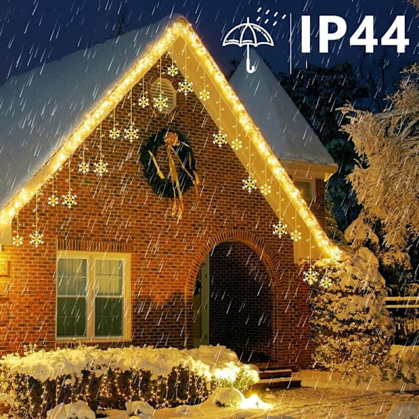 Snöflinga Fönster, 4m 96 LED Gardinlampor Julbelysning med 8 Blinkande Lägen, LED Snöflinga Stränglampor, LED Gardinlampor för Jul