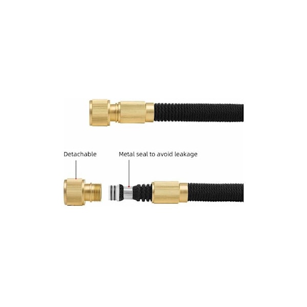 Retraherbar hageslange, 30M/100Ft Retraherbar slange 3/4\" og 1/2\" Solid messingbeslag EU-standard fleksibel vannslange med avstengningsventil 8 funksjoner