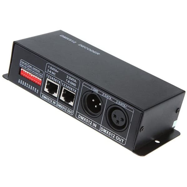 LED-controller DC 12V-24V 3-kanals DMX-dekoder til RGB LED-striplys 5050 3528