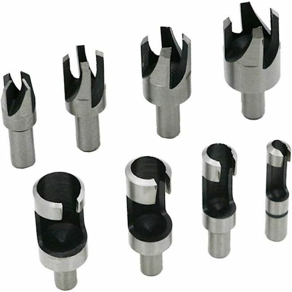 8 stk. Træprop-Skærer Træskære-Værktøj Prop-Bits Træprop-Skærer Bor-Bits 6mm/10mm/13mm/16mm, med Koniske Bor-Bits og Klo-Bor-Bits