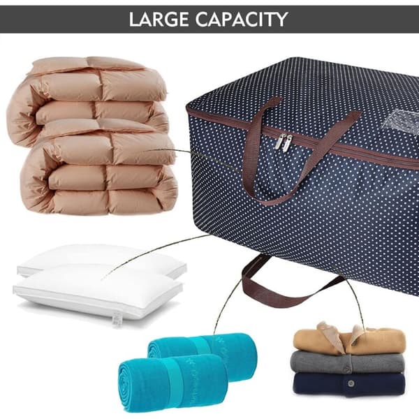 100L Tøjposer, Tyk Oversized Organizer Opbevaringspose, Rejsetaske (Blå)