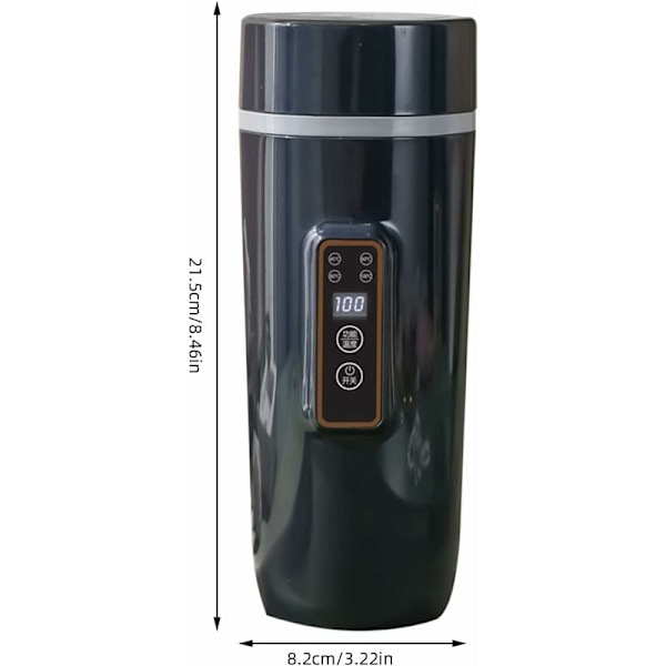 Kannettava vedenkeitin, 3-in-1 sähköinen vedenkeitin, pieni matkakäyttöön tarkoitettu lämpömittaripullo, vesipullo, lämmityskuppeja, vesipullo, 0,6 l, älykäs lämpötila C
