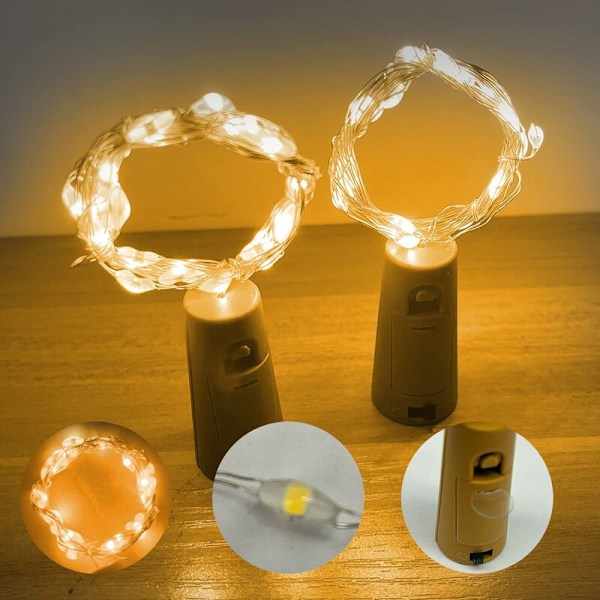 LED-flaskljusslingor, [3 st] 2 m 20 LED-flaskljus, LED-flaskljusslingor Vattentät silvertråd Flexibel dekoration för jul, inomhus a