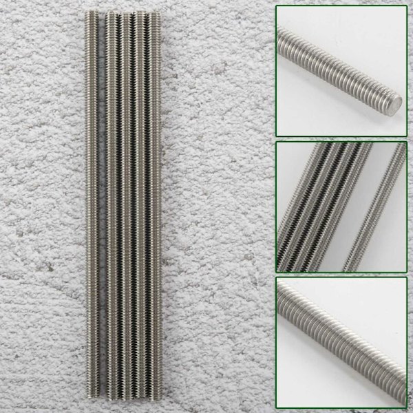 M6 x 150mm Rustfrit Stål 304 Fuldt Gevindstang Stænger Hardware 5 Stk