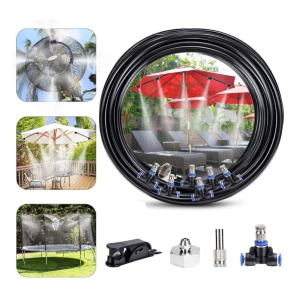 Patio Misting System, Utendørs Dryppvanning Kit Patio Misting Micro Flow Dryppsett for Gazebo Hage (10M)