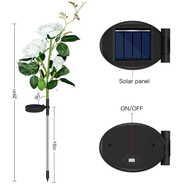 Solcelledrevne havelamper Solcellelamper til havegårdssti dekoration (2 pakke hvid)