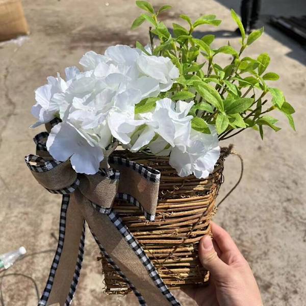 Påskdag Välkomstskylt Vildblommor Dörrhängande Korg Krans för Entrédörr, Påsk Dekor