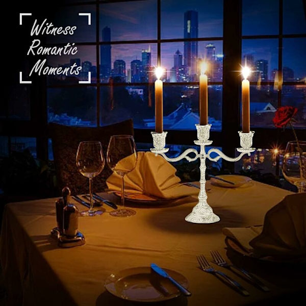 Candelabra Lysestage Legering Lysestage 2422cm 3 Arme, Sølv Tekstur, Klassisk Stil, Hjemmeindretning, Stearinlys Middag, Jul Bryllup Indretning og