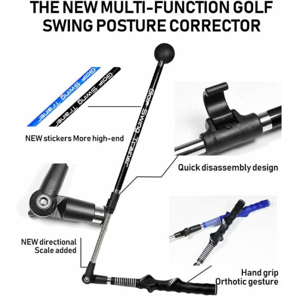 Foldbar golf svingtrener Golf svingtreningshjelpemiddel Hengsel Forbedret underarmsrotasjon Golf oppvarmingspinner for golf med ergonomisk grep