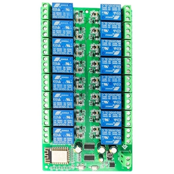 ESP8266 16-kanavainen WIFI-relemoduuli ESP-12F kehityskortti Virtalähde, 16-tie relemoduuli, 24V virtalähdetila