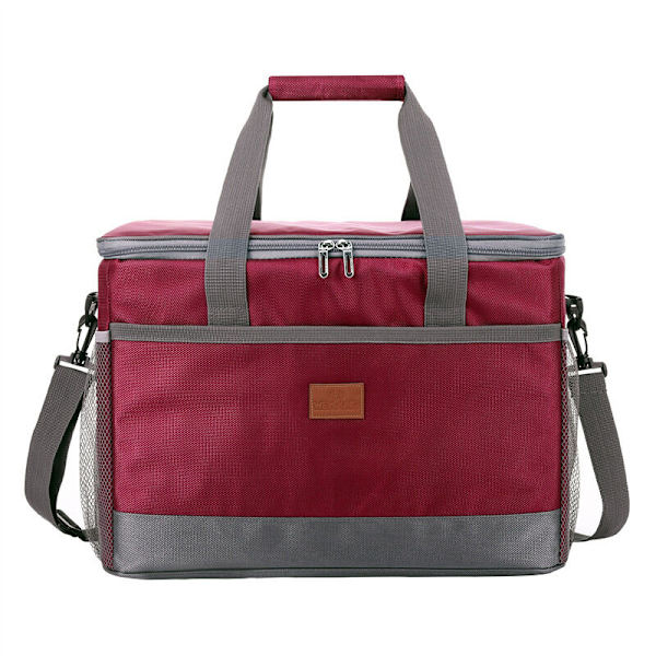 Isolerad väska, 25L lunchväska shoppingväska, kylväska kylväska måltidsväska isolerad kylväska för lunch/arbete/skola/strand/picknick（vinröd）