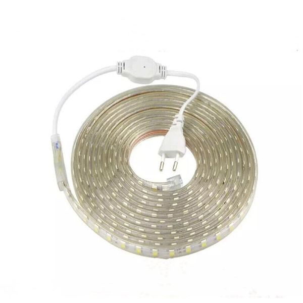 2 Meter LED-bånd med Afbryder IP65 Vandafvisende LED-bånd, 220V LED-bånd, Kold Hvid