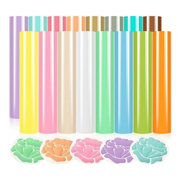Puff Heat Transfer Vinyl - 16 farger 3D Puff HTV Heat Transfer Vinyl 30 X 25 tommer Pastellfarge Puffed Iron-on T-Shirt Vinyl