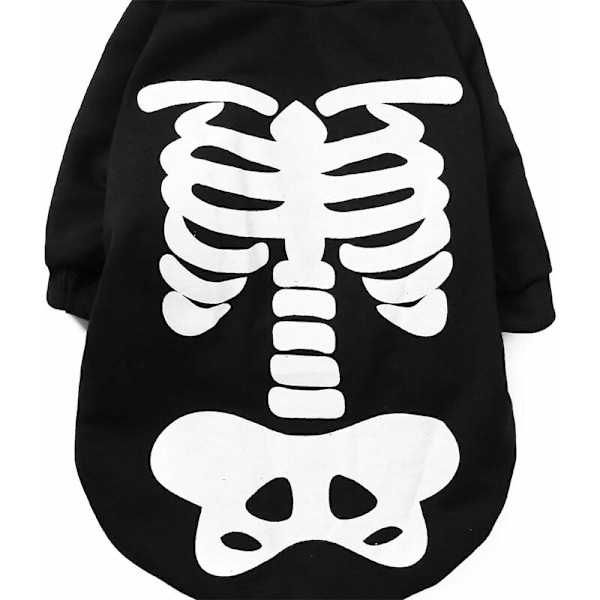 Halloween Græskar Hoodies Kæledyr Hund Kat Skalle Tøj Sød Hvalp Spøgelse Kostume Langærmet Skjorte Tøj til Hunde Katte sort L