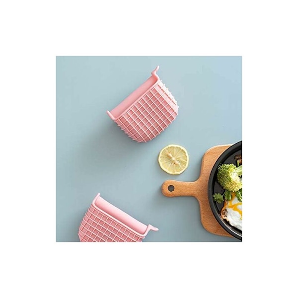 Mini Silikon Ovnshansker Sett, Isolerte Ovnshansker, Kjøkken- og Bakehansker, Beskytt Fingre, Mini Ovnshåndtak Selges i Par (Rosa)