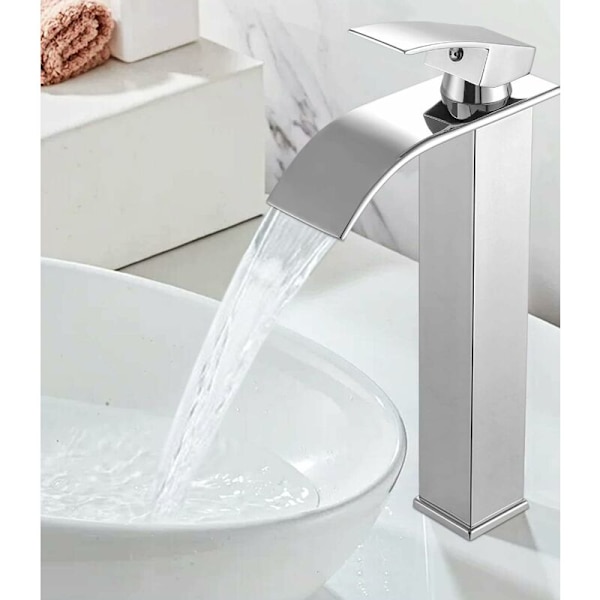 Badrumsblandare, Badrumsblandare, Vattenfallsblandare för Badrum med Vacker Design, Badkarsblandare för Kallt och Varmt Vatten, Krom