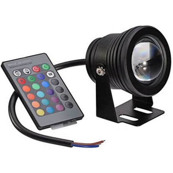 Pool Source LED Lampe Fjernbetjening Under Vand Lys Farveskiftende Akvarium Damlys (Sort Skal RGB) 10W [Energiklasse A]