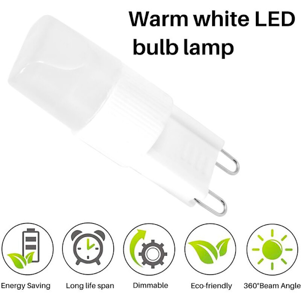 10 kpl 1W G9 LED-teholamppu Spot-lamppu Lämmin valkoinen AC 220-240V