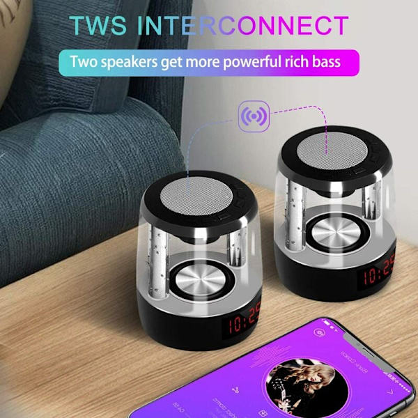 1 sarja Bluetooth 5.0 -kaiuttimia 4-in-1 digitaalinen pöytäherätyskello, kannettava kaiutin 7 väriä LED värikkäät yövalot