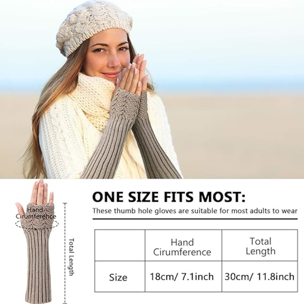 2 par vintervarme strikkede termiske handsker med lange arme Skaladesign strikkede termiske handsker med tommelfingerhul