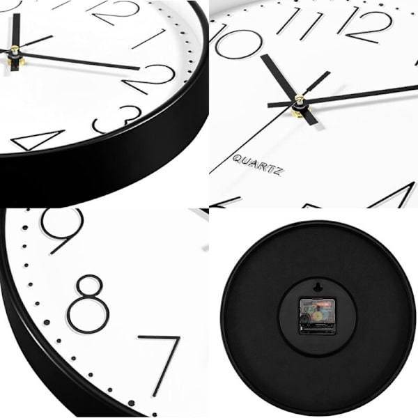 12 Tums Elegant Modern Tyst Kvarts Väggklocka Batteridriven Dekorativ Rund Design för Hem/Kontor/Kök/Sovrum/Vardagsrum