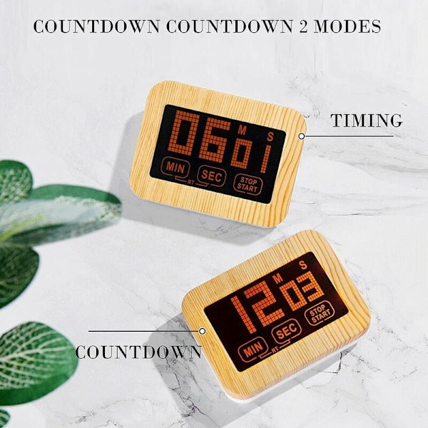 Lysende Køkken Timer, Magnetisk Timer, Digital Touch Screen Timer, Kraftfuld og Nedtællingstimer med LCD Touch Screen, Magnetisk Timer til Køkken
