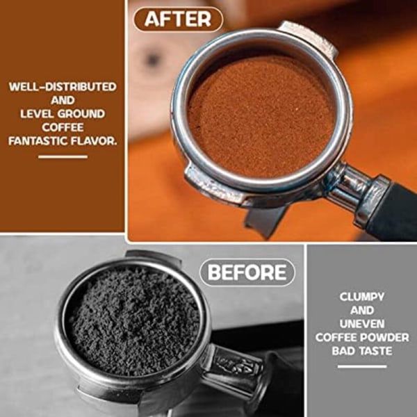 51mm espressotamper og espressomixer, espressotamper, manuel tamper med kalibreret fjeder i rustfrit stål