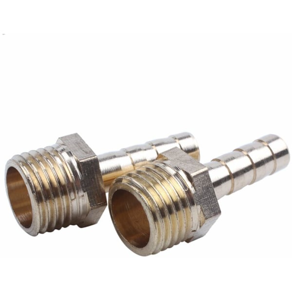 9 stk messing 6 mm drivstoff gass slange pigg 1/4 1/4 tommers hann gjenge kobling montering gull