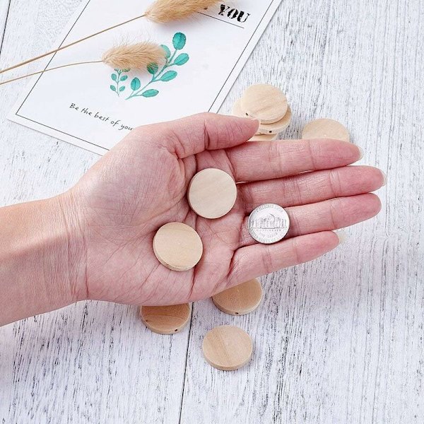 Puutyö›Raakapuu 50 kpl Luonnollinen Viimeistelemätön Litteä Pyöreä Puinen Kolikko Puuhelmet Ympyrä Levyt 25x5mm DIY Korujen Valmistukseen -DENUOTOP