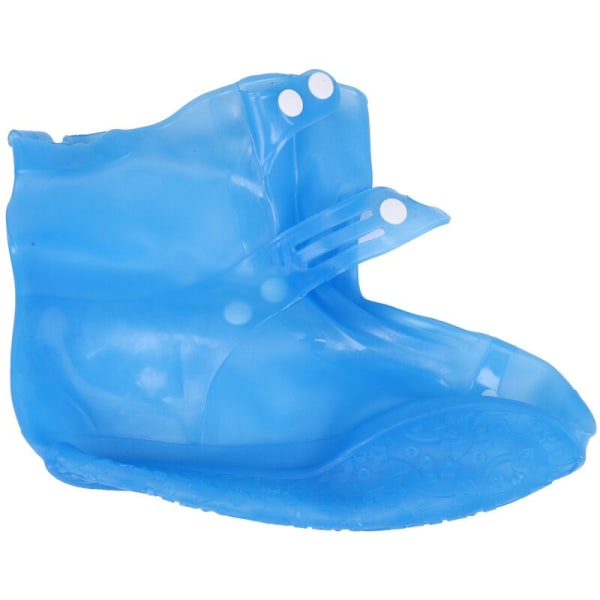 1 par vandtætte beskyttende sko Unisex skoovertræk med regnspændel tyk skridsikker regnsko støvleovertræk blå 36-37