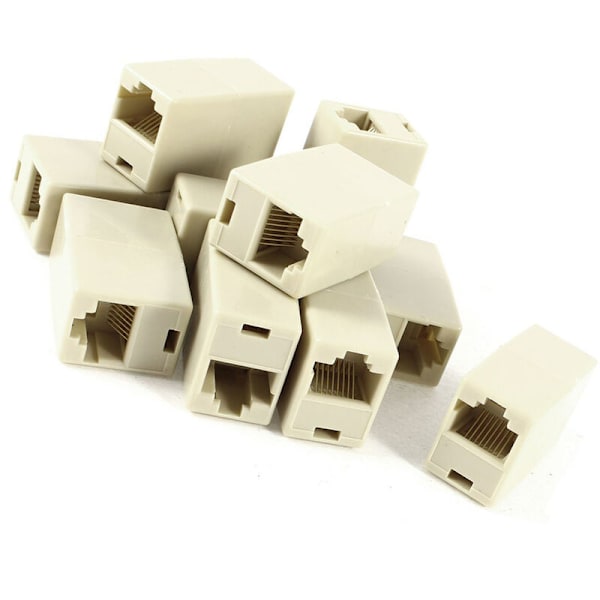 Beige RJ45 Inline Hun-Modulær Ethernet-Kobling Inline Modulær Netværkskobling Inline Kobling Forlænger 11 stk.