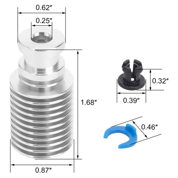 V6 1.75mm jäähdytyslevy, alumiininen jäähdytyselementti, etäyhteydellä varustettu Bowden-putkiliitos kiinnikkeellä (3 kpl)