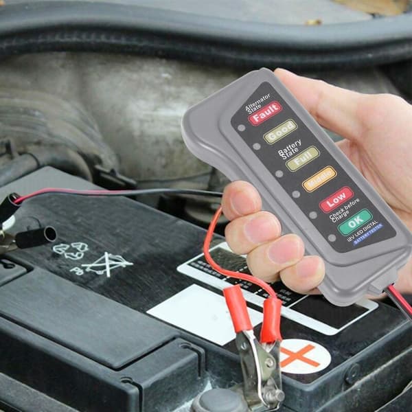 12V bilbatteri- og alternator-tester - og alternatorlading batteriladingstest (LED-indikasjon)