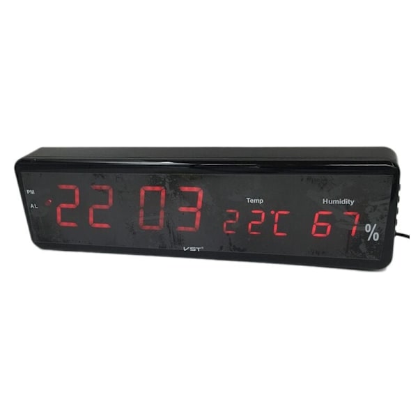 LED Digital Väggklocka Stor Skärm Elektronisk Sovrum med Termometer Hygrometer Skrivbordsklocka Bordsur Grön
