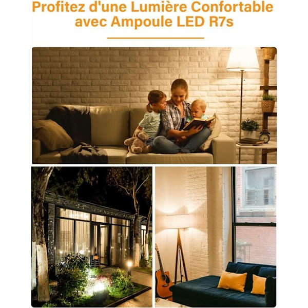 118mm R7S LED-lampa 10W Varmvit 2700K Linjär Dubbeländad Spotlight 100W Halogenlampa Ersättning Perfekt för Sovrum, Badrum Icke-dimmbar 2-pack