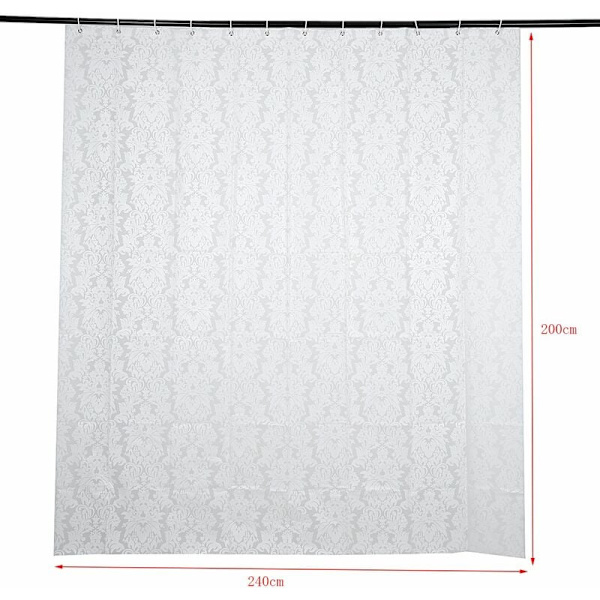 Damask Blommig Duschdraperi 240X200Cm Tjock Peva Badrumsdraperier Vattentät Mögel Badgardin med Krokar