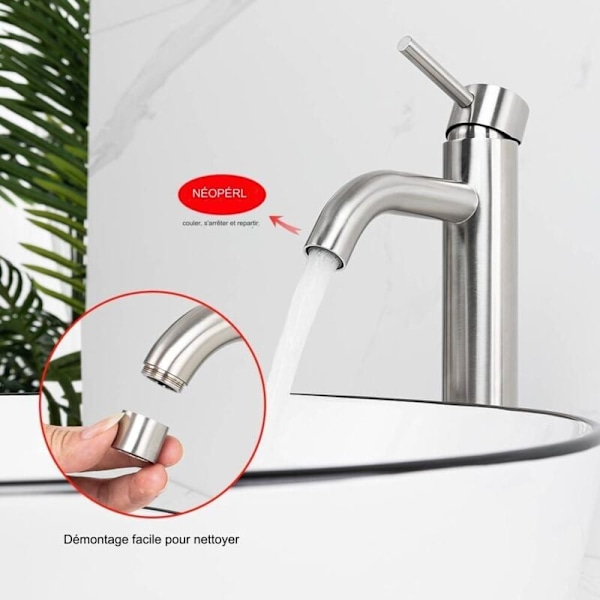 Bänkkran, Badrum Hög Bänkblandare med Hög Pip, Blandare med Kallt/Varmt Vattenanslutning, Grå