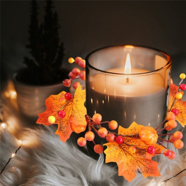 6 stk. Julelysringe Girlande Kunstig Bær Lysringe Tealight Ring til Jul Thanksgiving Dekoration